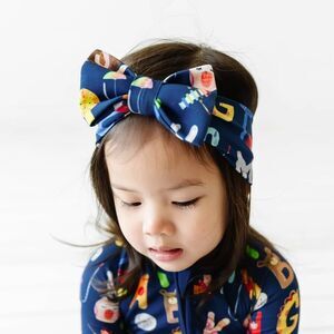 NWT Little Sleepies Headband Bow Navy Alphabet Friends